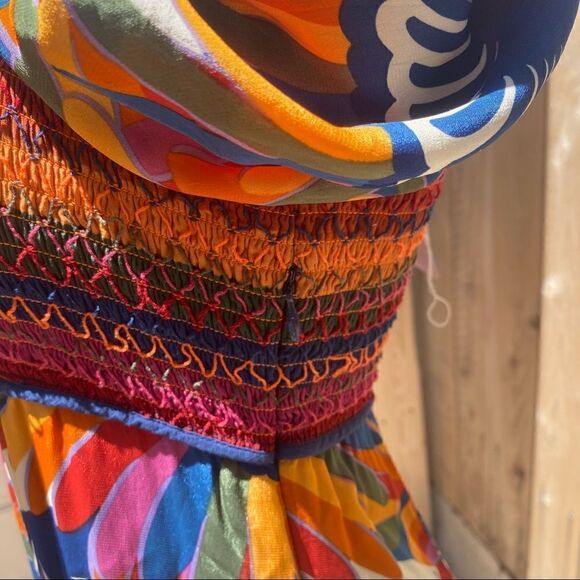 FARM Rio Rainbow Toucan Smocked Maxi size medium - Picture 14 of 16